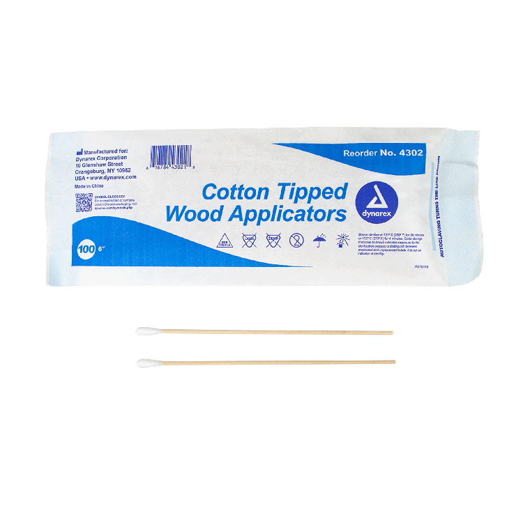 Applicator Swabstick Dynarex Cotton Tip Wood Shaft 6 Inch NonSterile (100/PK 10PK/BX 10BX/CS) by Dynarex Corporation  ID 4302